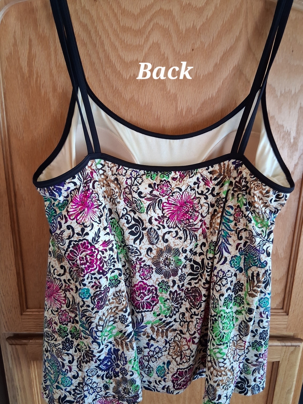 Women Swim Floral Print Spaghetti Strap Tank Top in Multicolor 2XL - Picture 3 of 5